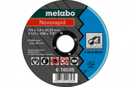 Круг отрезной по металлу Novorapid (115x1.0x22.2 мм) Metabo 616505000