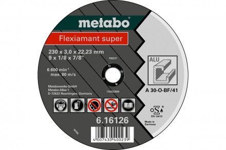 Круг отрезной Flexiamant Super по алюминию(125х22,2 мм) А30О Metabo 616752000