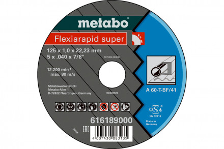 Круг отрезной Flexiamant S по стали для УШМ (125х22,2 мм; А60Т) Metabo 616189000