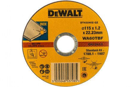 Круг отрезной по металлу INDUSTRIAL (115х22,2 мм) DEWALT DT42240Z
