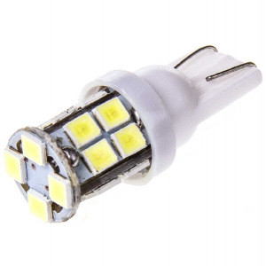 Автолампа диод T10 W5W 20 SMD диодов без цоколя 1-контурная белая габариты SKYWAY S08201110