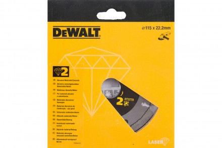 Диск алмазный сегментный по абразивным материалам/бетону для УШМ (115х22,2х2 мм) DeWALT DT 3770