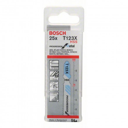 Пилки для лобзика по металлу (74 мм; 25 шт.) T123X Bosch 2.608.638.474