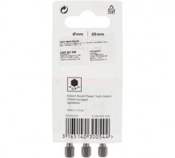 Бита Ph2 3 шт. (хвостовик шестигранный 1/4&quot;; 49 мм; Extra Hart) BOSCH 2.607.001.528