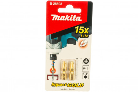 Бита Impact Gold (Рh2; 25 мм; 2 шт.) Makita B-28503