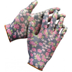Садовые перчатки с прозрачным нитриловым покрытием Grinda черные, р. S-M 11297-S