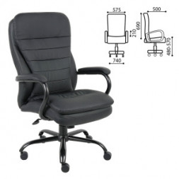 Офисное кресло, усиленная конструкция, нагрузка до 200 кг, экокожа, BRABIX Heavy Duty HD-001 531015