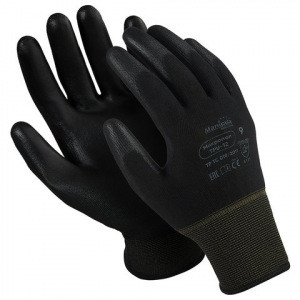 Перчатки MANIPULA Микропол, полиуретановое покрытие, размер 9, черные TPU-12 605813