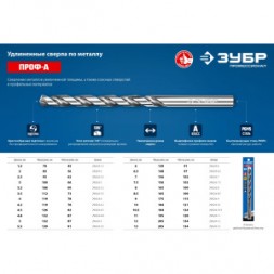 Сверло удлиненное по металлу ПРОФ-А (4.5х126 мм; Р6М5; класс А) Зубр 29624-4.5