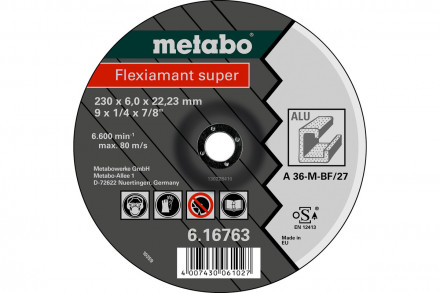 Круг обдирочный Flexiamant S по алюминию для УШМ (230х6 мм; А36М) Metabo 616763000