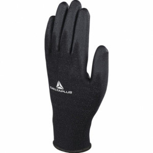 Полиэстеровые перчатки с полиуретановым покрытием Delta Plus цвет черный, р.8 VE702PN08