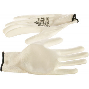 Полиэстеровые перчатки с полиуретановым покрытием Delta Plus цвет белый р.9 VE702P09