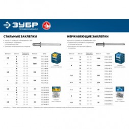 Заклепки нержавеющие Профессионал (500 шт; 4.8х12 мм) Зубр 31316-48-12