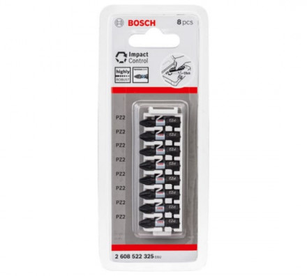 Биты ударные Impact Control (PZ2; 25 мм) 8 шт. Bosch 2608522325