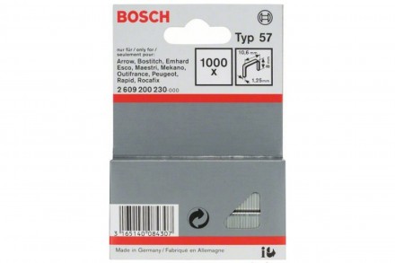 Скоба (T57; набор 1000 шт; 8 мм) для степлера Bosch 2609200230