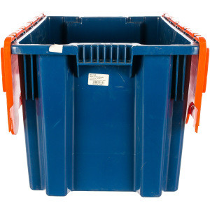 Ящик п/э 600х400х350, сплошной, синий с оранжевой крышкой ТАРА 18661