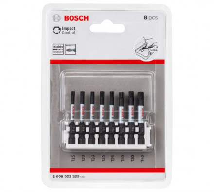 Набор ударных бит Impact Control (T15, T20,T25, T30, T40; 50 мм; 8 шт.) Bosch 2608522329