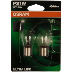 Автолампа, блистер, 2шт. OSRAM P21W BA15s ULTRA LIFE 12V /1/10/50 7506ULT-02B