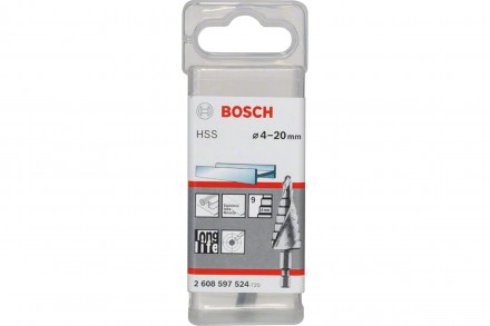 Ступенчатое сверло по металлу Bosch шестигранный хвостовик HSS 4-20 мм 2608597524