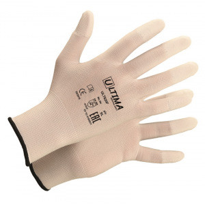 Нейлоновые перчатки с полиуретановым покрытием кончиков пальцев ULTIMA белые ULT620F/XXL
