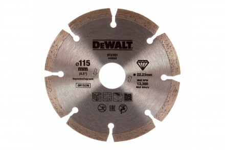 Диск алмазный отрезной (115х22.2 мм) для УШМ DEWALT DT 3701