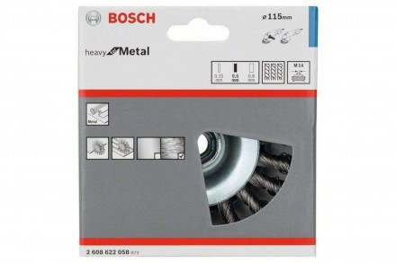 Щетка коническая (115 мм, M14, витая проволока 0,5 мм) Bosch 2.608.622.058
