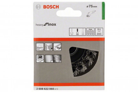 Щетка чашечная (75 мм, М14, витая проволока 0,5 мм) Bosch 2.608.622.060